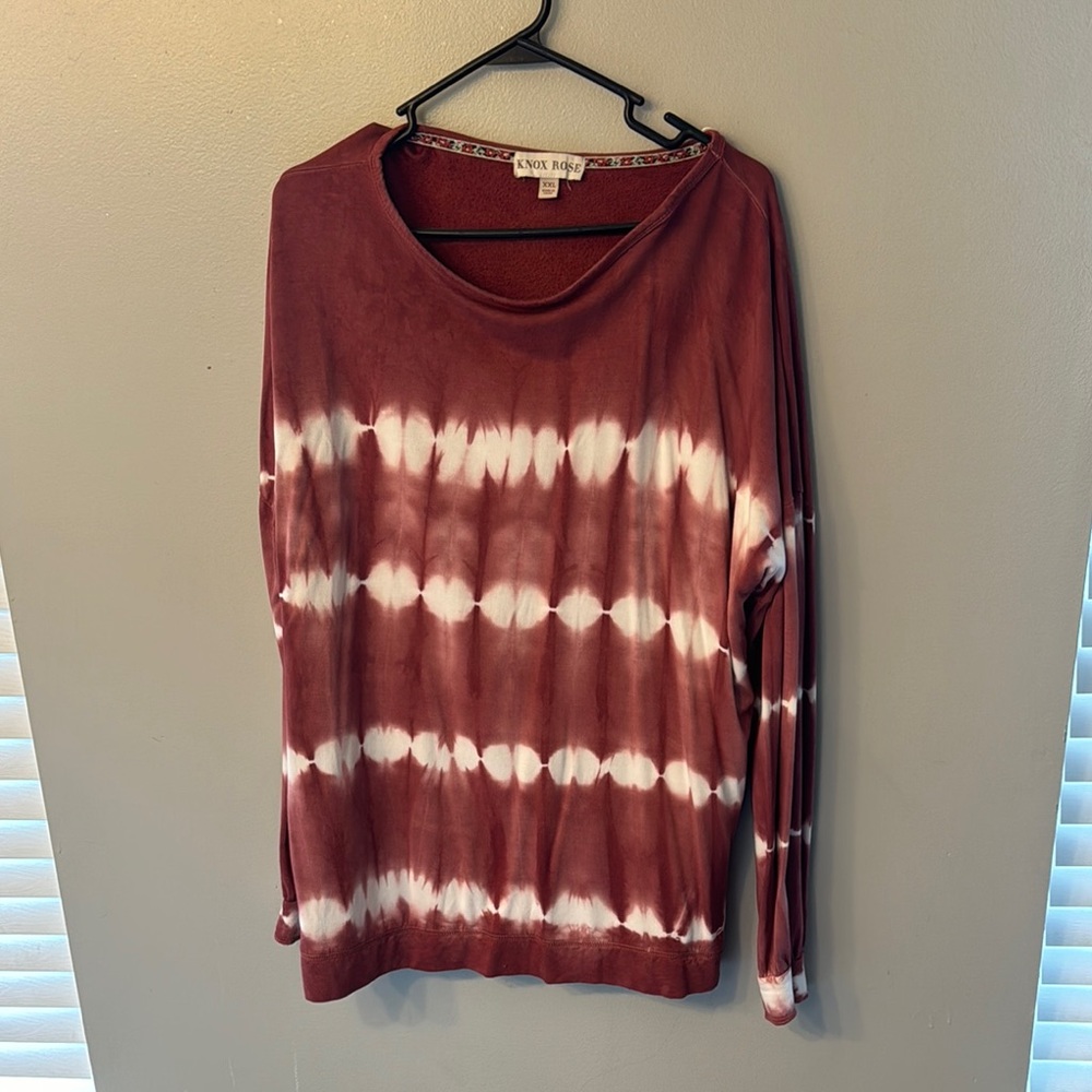 Knox Rose  Women's Rust/Burgundy Tie-Dye Top